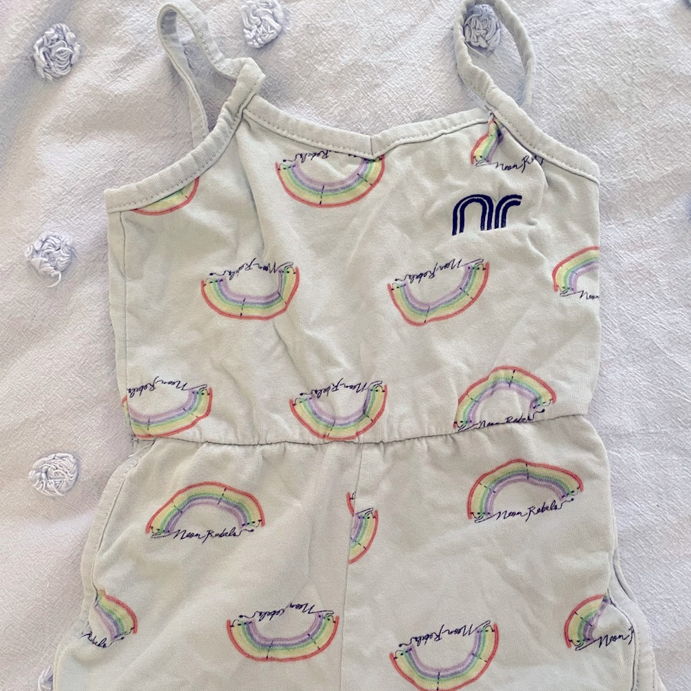 Blue Romper with 🌈 Rainbows